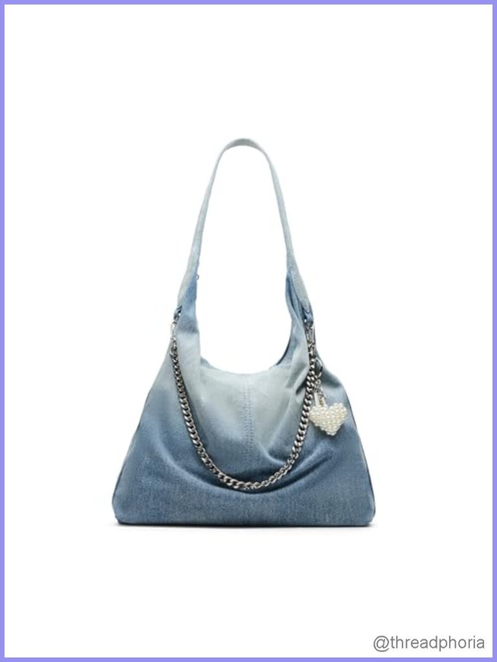 Oversized Hobo Shoulder Bag with Chain Strap & Charm